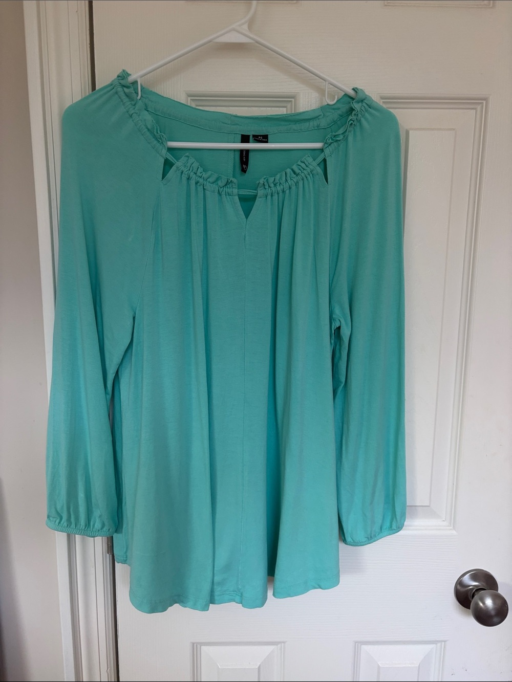 new directions Aqua Gathered Neck Peasant Tunic